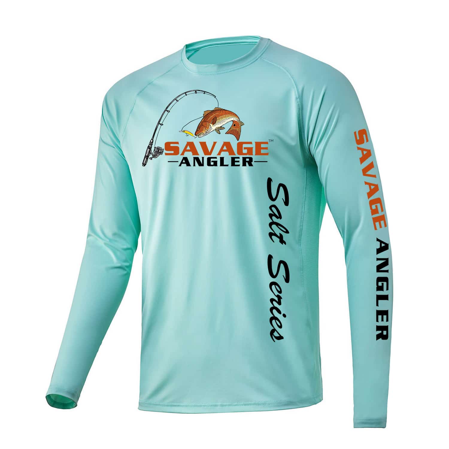 Savage Angler Salt Series Youth Long Sleeve Performance Fishing Shirt -  Seafoam