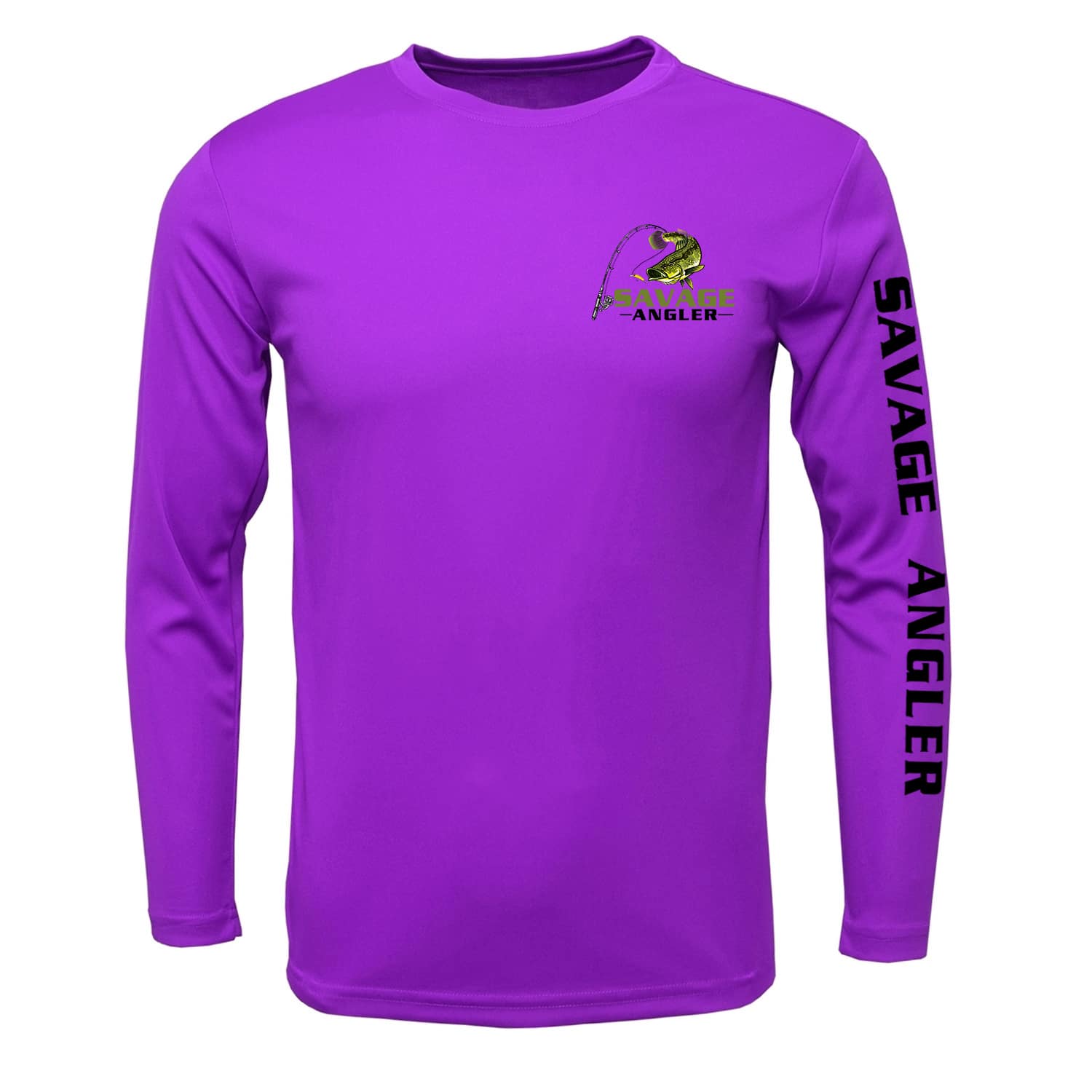Savage Angler Bass Series Men's Performance Long Sleeve Fishing Shirt -  Electric Purple