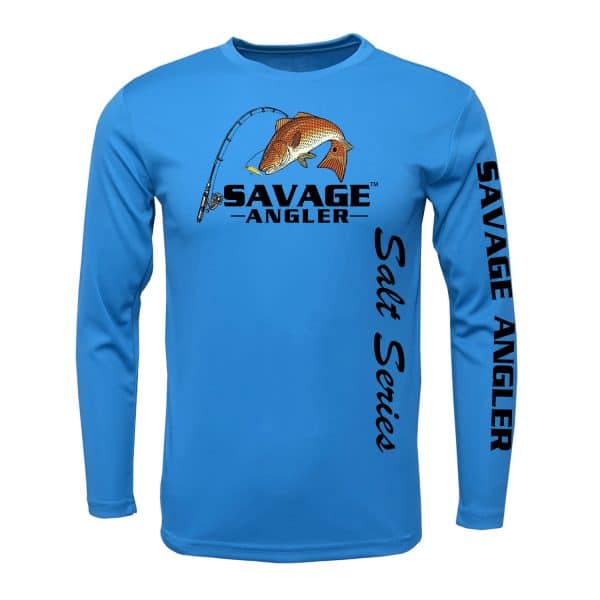 Savage Angler Salt Series Youth Long Sleeve Performance Fishing Shirt -  Columbia Blue