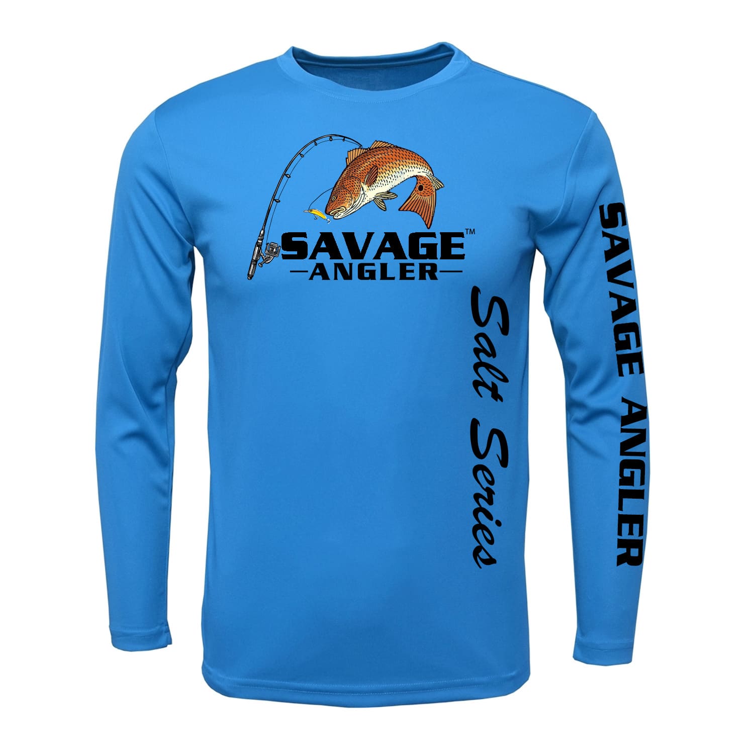 Savage Angler Bass Series Youth Performance Long Sleeve Fishing Shirt -  Columbia Blue