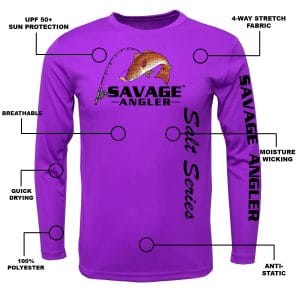 Savage Angler Salt Series Fishing Shirt_Electric_Purple_Features