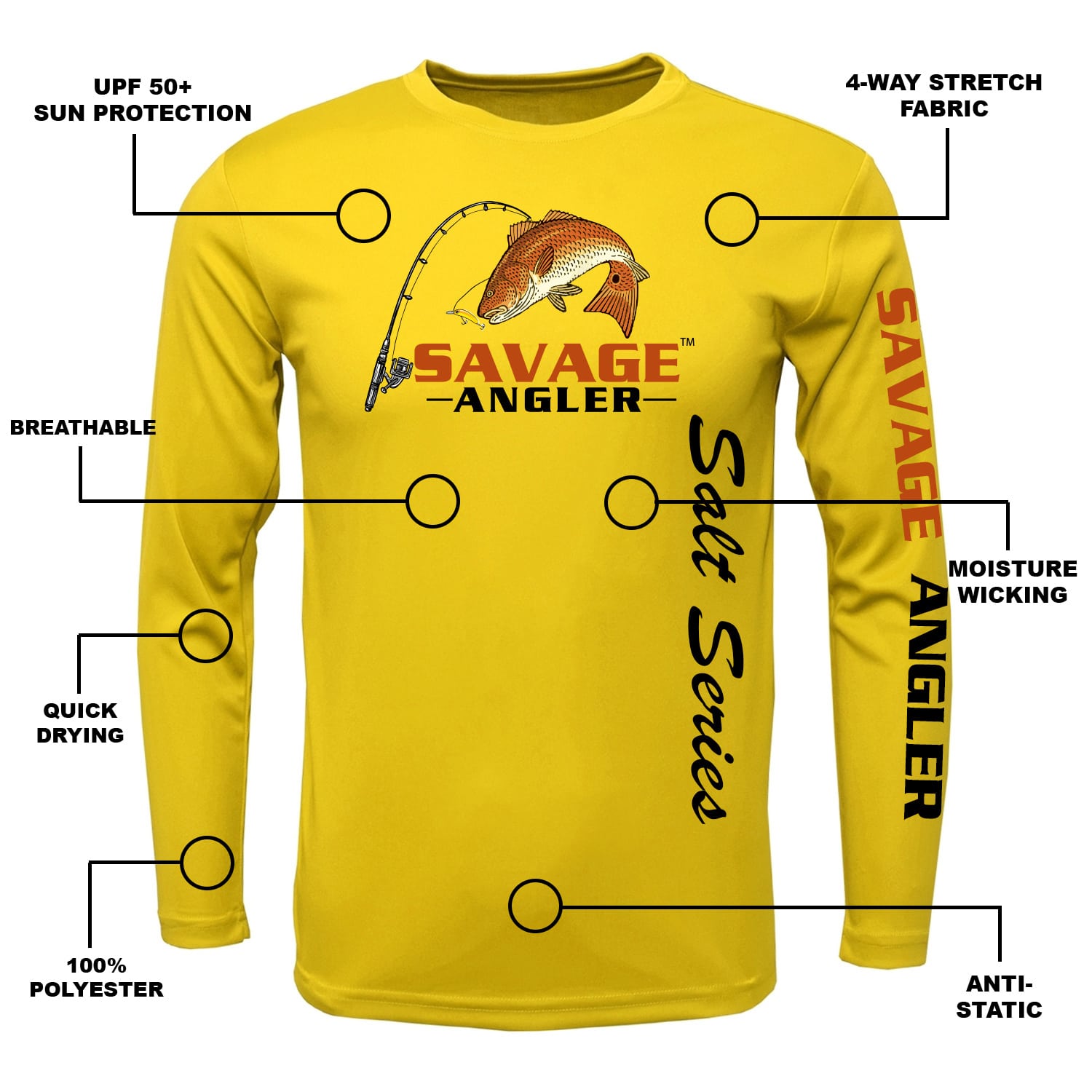 Savage Angler Salt Series Youth Long Sleeve Performance Fishing Shirt