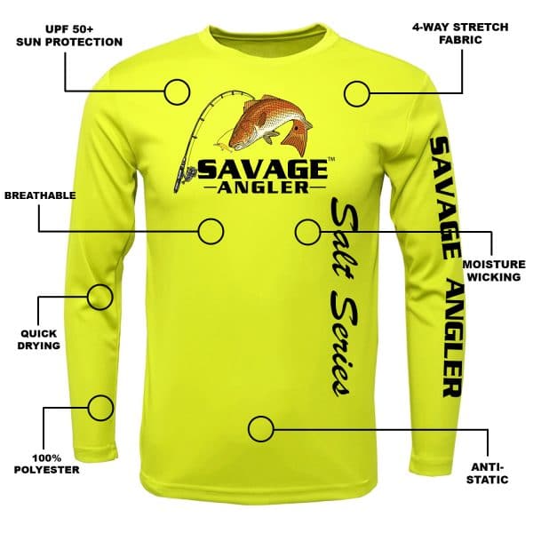 Savage Angler Salt Series Men's Long Sleeve Performance Fishing Shirt -  Neon Yellow » Savage Angler