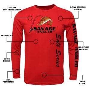 Savage Angler Salt Series Fishing Shirt_Red_Features