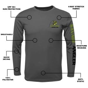 Savage Angler Performance Shirt_Charcoal_Features