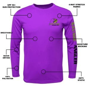 Savage Angler Performance Shirt_Electic_Purple_Features