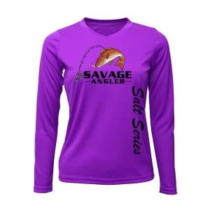 Savage Angler Salt Series Womens Performance Shirt_Electric_Purple_Front