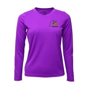 Savage Angler Bass Series Womens Performance Shirt_Electric_Purple_Front