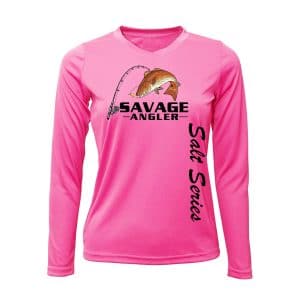 Savage Angler Salt Series Womens Performance Shirt_Hot_Pink_Front