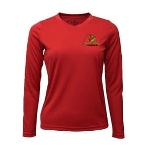 Savage Angler Bass Series Womens Performance Shirt_Red_Front