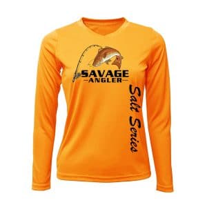 Savage Angler Salt Series Womens Performance Shirt_Safety_Orange_Front