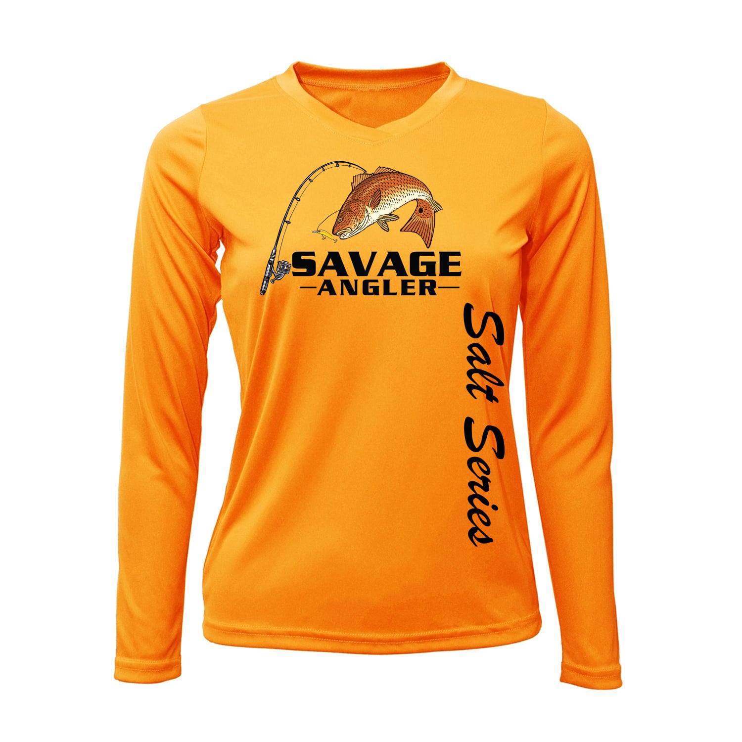 Savage Angler Salt Series Women's Performance Long Sleeve Fishing Shirt -  Safety Orange