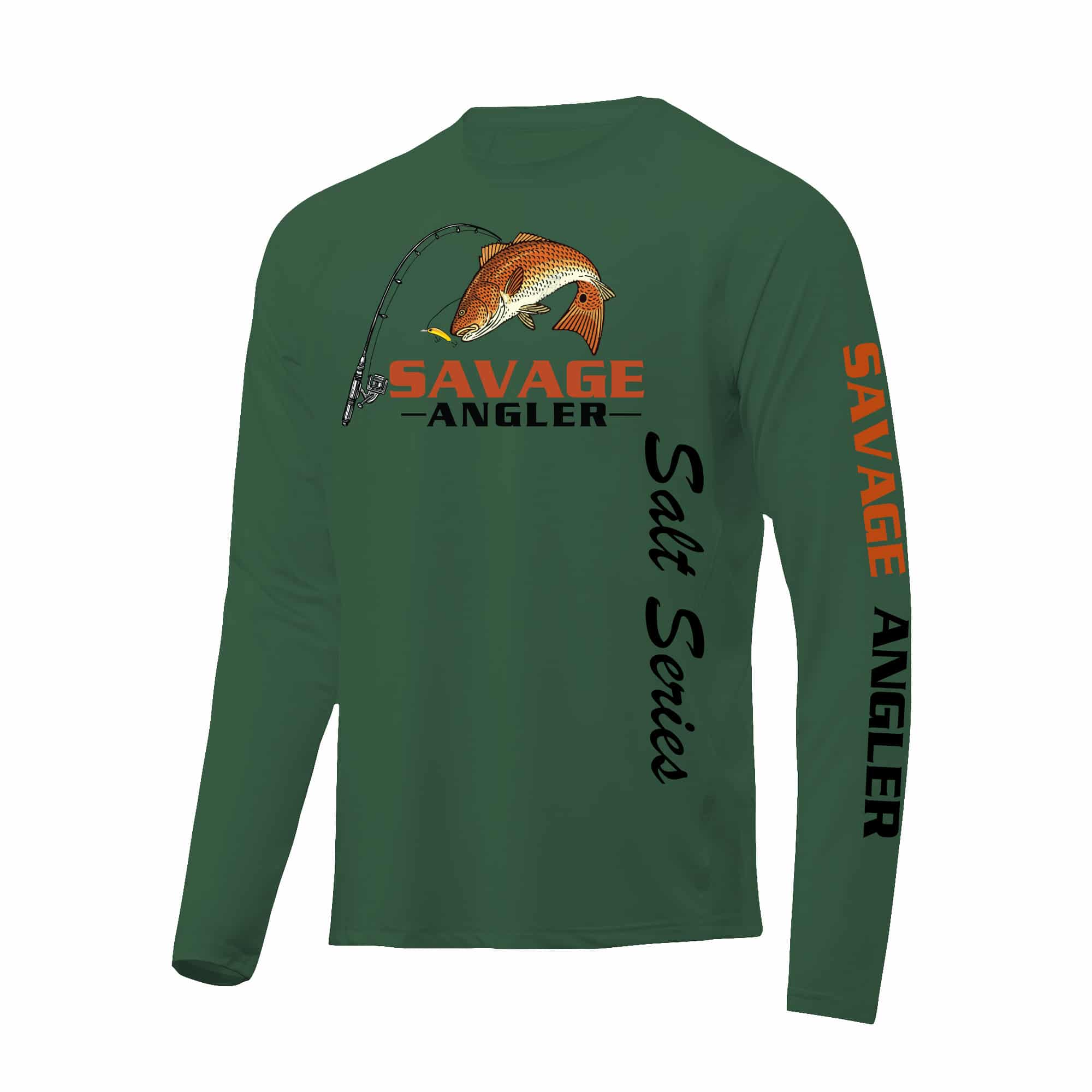 Savage Angler Bass Series Men's Performance Long Sleeve Fishing Shirt -  Dark Green » Savage Angler