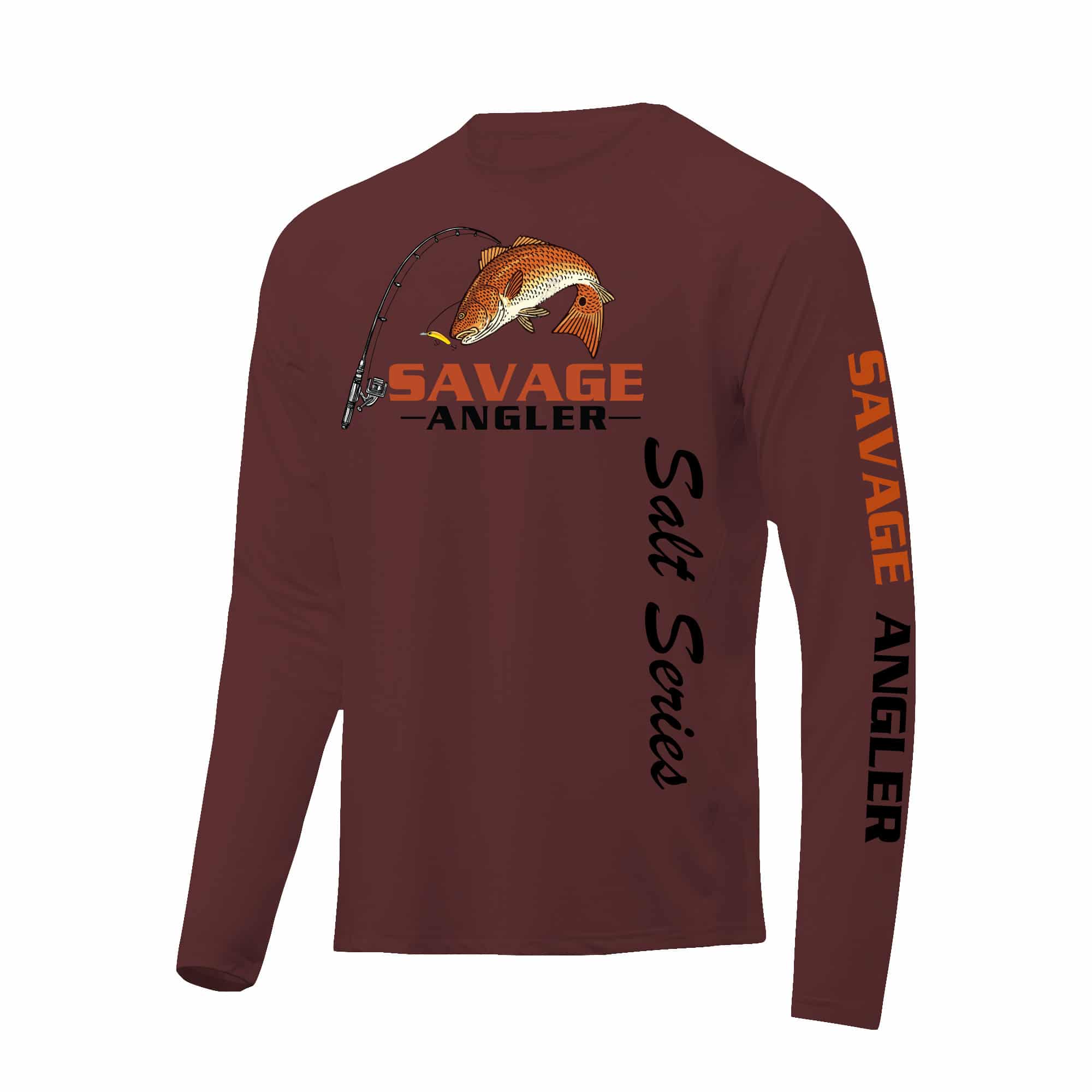 Savage Angler Salt Series Men's Long Sleeve Performance Fishing Shirt -  Maroon » Savage Angler
