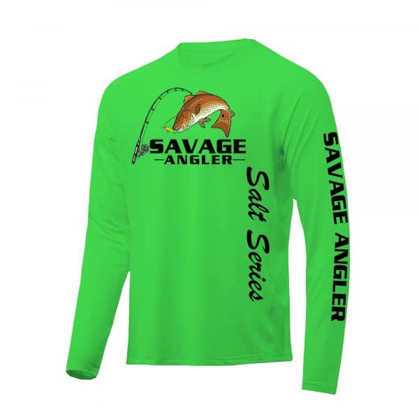 Savage Angler Salt Series Men's Long Sleeve Performance Fishing Shirt -  Neon Green