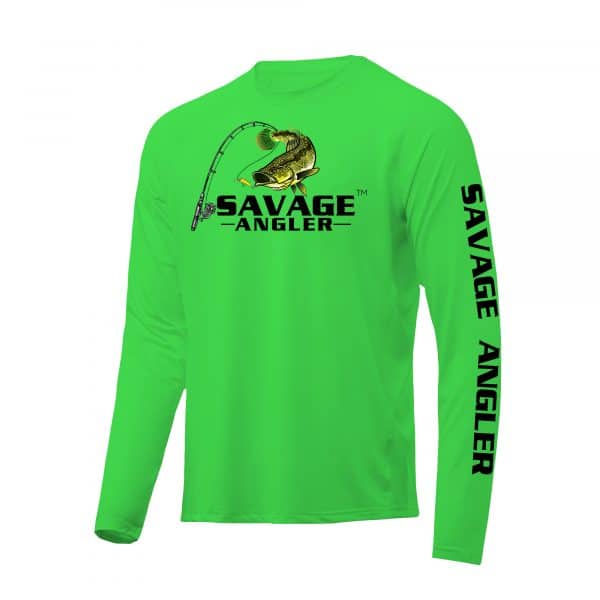 Savage Angler Bass Series Men's Long Sleeve Performance Fishing Shirt -  Neon Green » Savage Angler