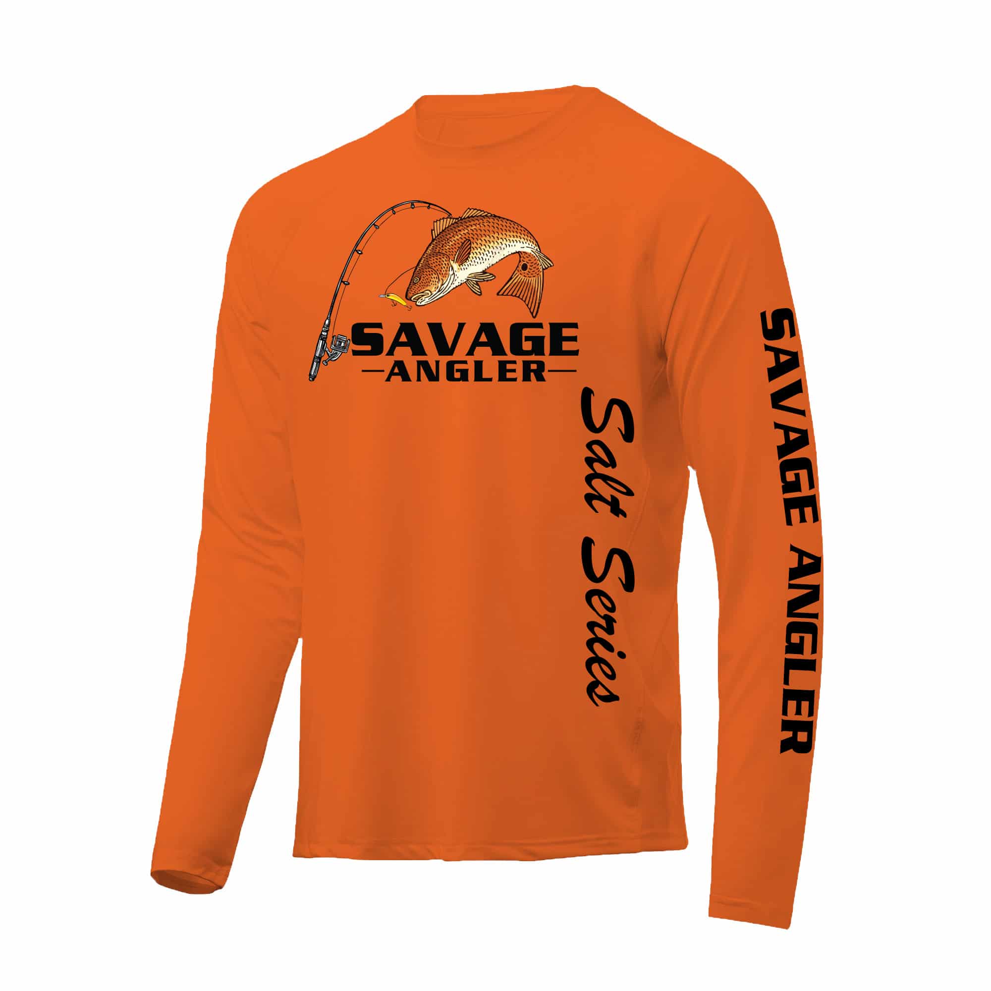 Savage Angler Salt Series Men's Long Sleeve Performance Fishing Shirt -  Safety Orange
