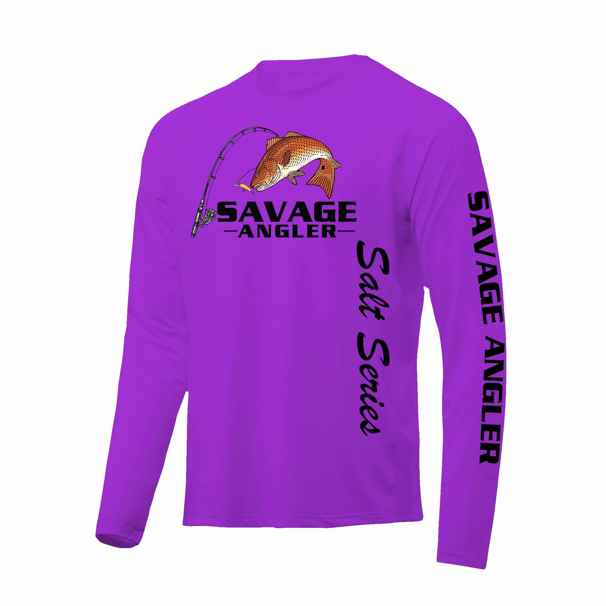 Savage Angler Salt Series Men's Long Sleeve Performance Fishing Shirt -  Electric Purple