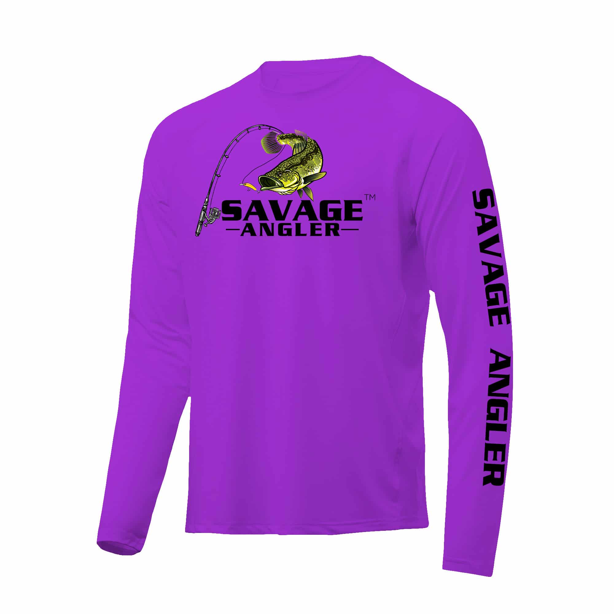 Savage Angler Bass Series Men's Performance Long Sleeve Fishing Shirt -  Electric Purple