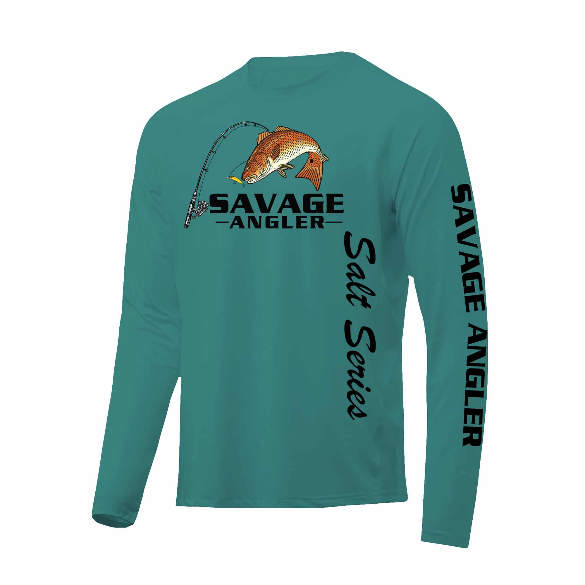 Savage Angler Salt Series Men's Long Sleeve Performance Fishing Shirt - Teal