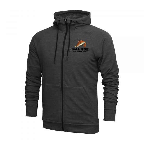 Savage Angler Reign Supreme Red Fish Salt Series Full Zip Sweater_Charcoal