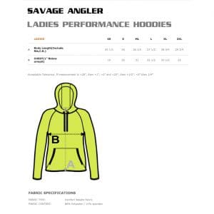 Savage Angler Women's Hoodie Size Guide