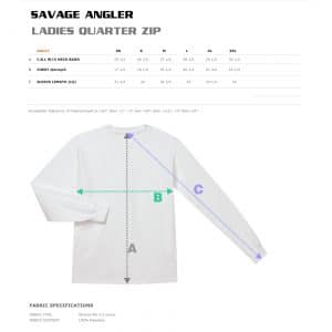 Savage Angler Women's Quarter Zip Size Guide