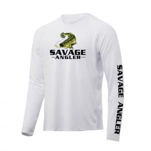 Savage Angler American Angler Long Sleeve Performance Fishing Shirt_White_Front