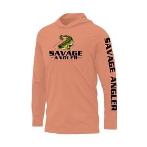 Savage Angler Bass Series Men's Long Sleeve Performance Hoodie - Peach