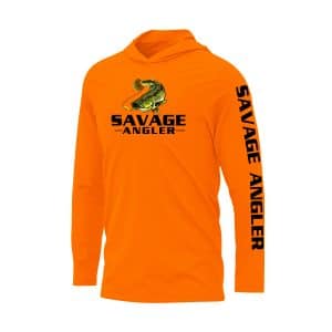 Savage Angler Bass Series Men's Long Sleeve Performance Hoodie - Safety Orange