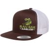 Savage Angler Bass Series 5-Panel Flat Bill Cap - Brown/ White