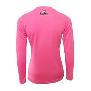 Savage Angler Speckled Trout Salt Series Women's Performance Long Sleeve Fishing Shirt - Hot Pink_Back