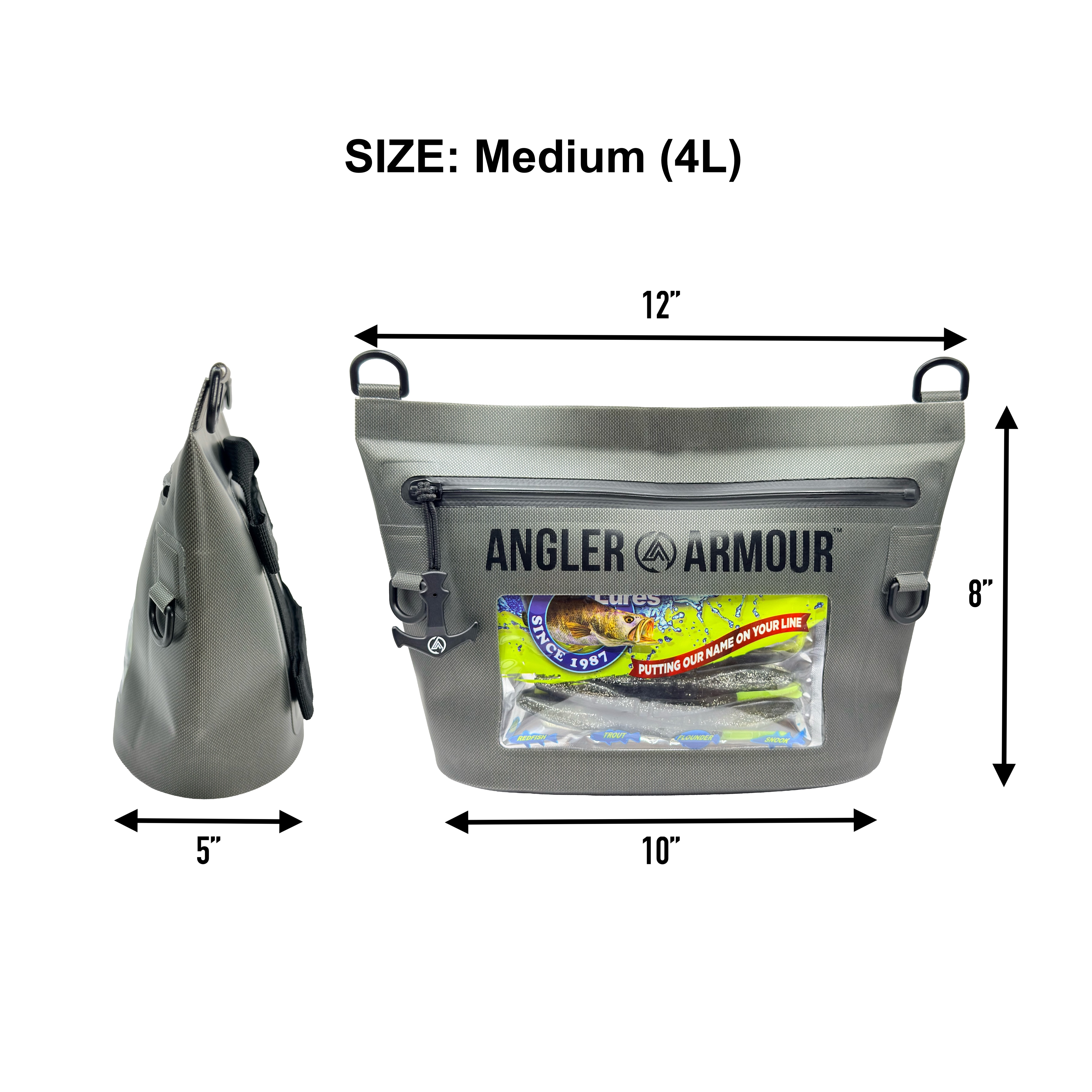 Angler Armour TideVault Pro Wade Series Dry Bag_Size Specs_4L
