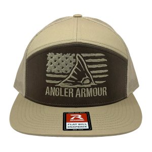 Angler Armour Redfish Republic Flat-Bill Snapback - Brown: Khaki